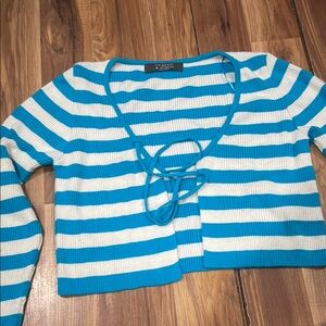 Striped Blue and White Women's Top